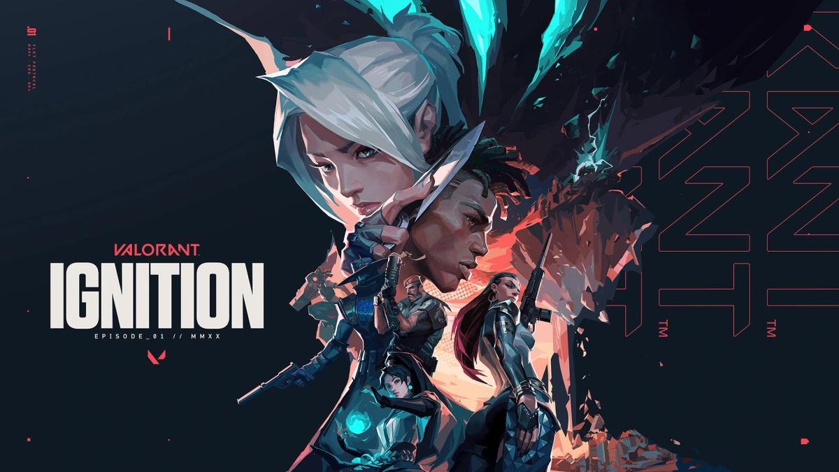 Een cover art van valorant hun aller eerste season, ignition met de realease van de game.